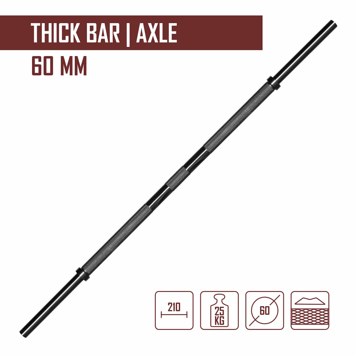 Axle, 60 Mm Dick, Mit Schwarzoxid-Überzug, 25 Kg – Bild 2