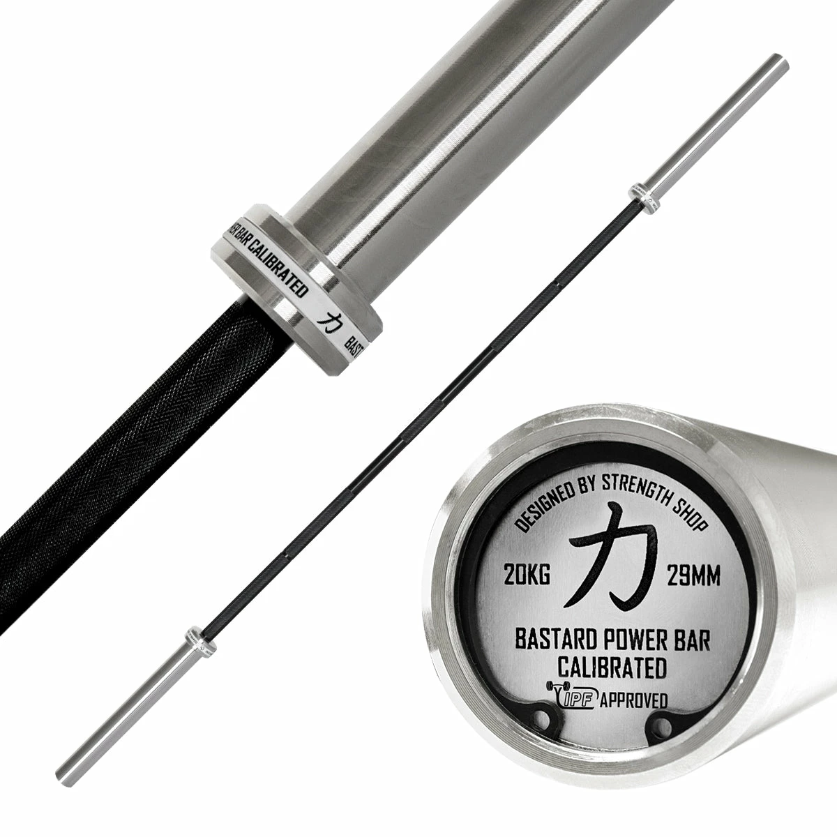 Kalibrierte 20kg Bastard Power Bar - Schwarzer Hantelschaft, IPF Zertifiziert